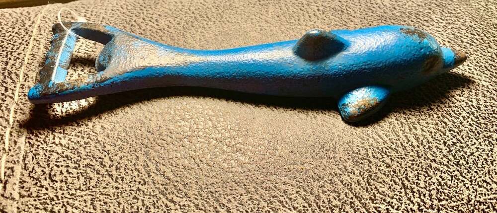 Vintage Cast Iron Blue Dolphin Bottle opener READ